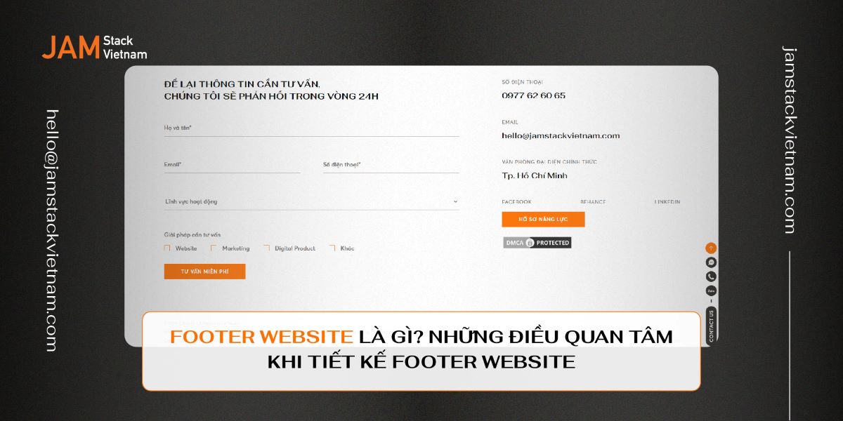 Footer website đ&oacute;ng vai tr&ograve; cung cấp th&ocirc;ng tin đến với người d&ugrave;ng, đồng thời tạo ấn tượng tổng thể cho website doanh nghiệp
