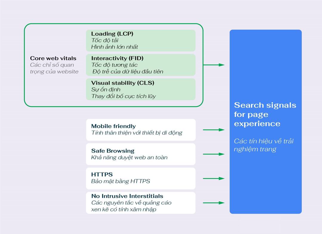 Google sẽ cho core web vitals (c&aacute;c chỉ số quan trọng của website) l&agrave; một trong số c&aacute;c ti&ecirc;u ch&iacute; xếp hạng website
